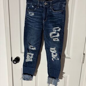 American Eagle Outfitters Dark Blue Distressed Jeans